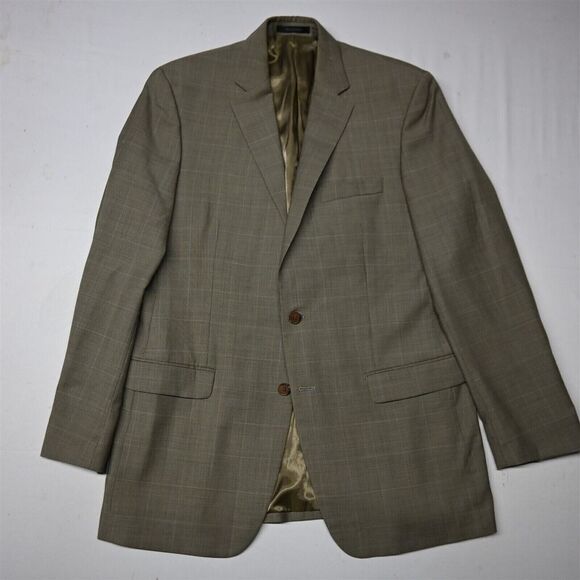 Lauren Ralph Lauren 42L Brown Glenn Check 100% Wool‎ Blazer Sport Coat Jacket